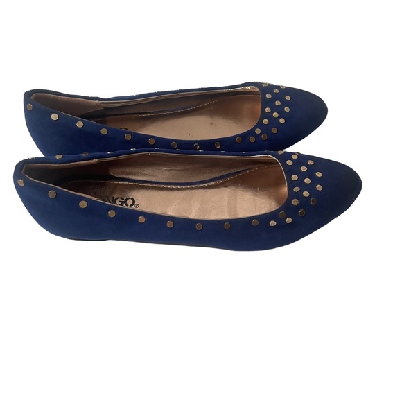 Bongo Womens Cobalt Blue Flat Velour Shoes with Silver Studs Size 8M - Picture 5 of 6